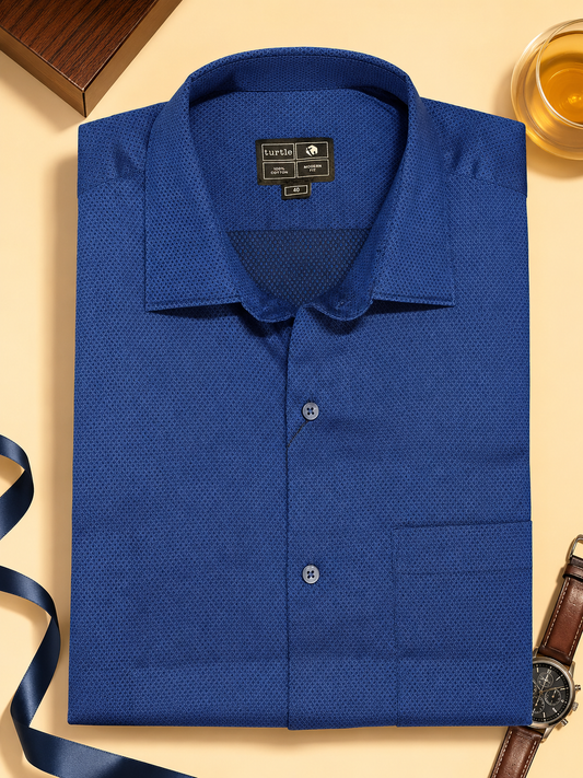 Turtle Blue Half Sleeve Cotton Shirt for Men