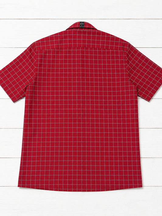 Turtle Red Checked Half Sleeve Cotton Shirt for Men