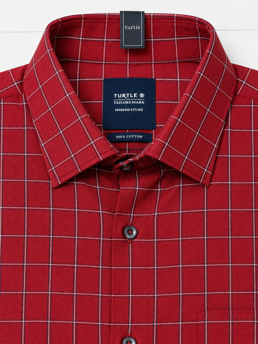 Turtle Red Checked Half Sleeve Cotton Shirt for Men