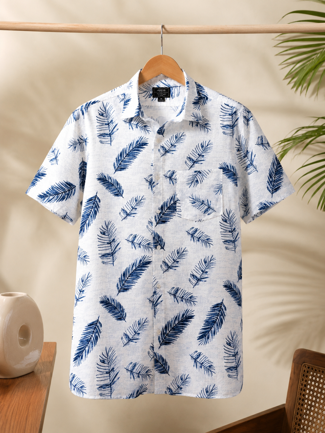 Floral Print Half Sleeve Cotton Shirt for Men