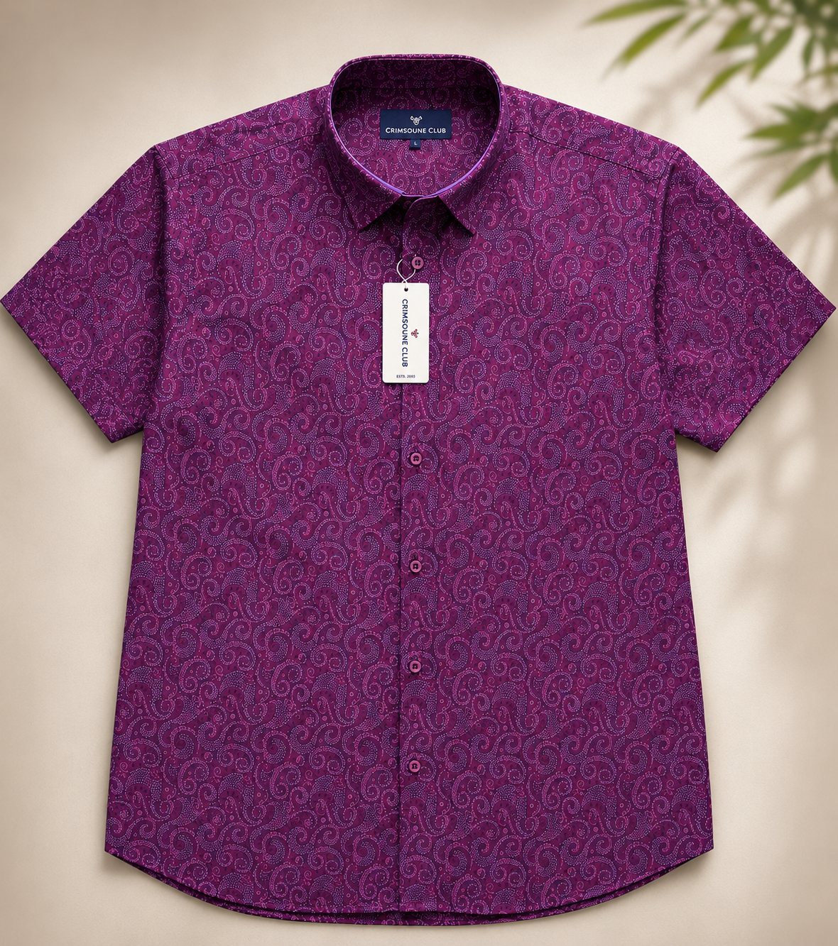 Men's Purple Paisley Print Half Sleeve Casual Shirt