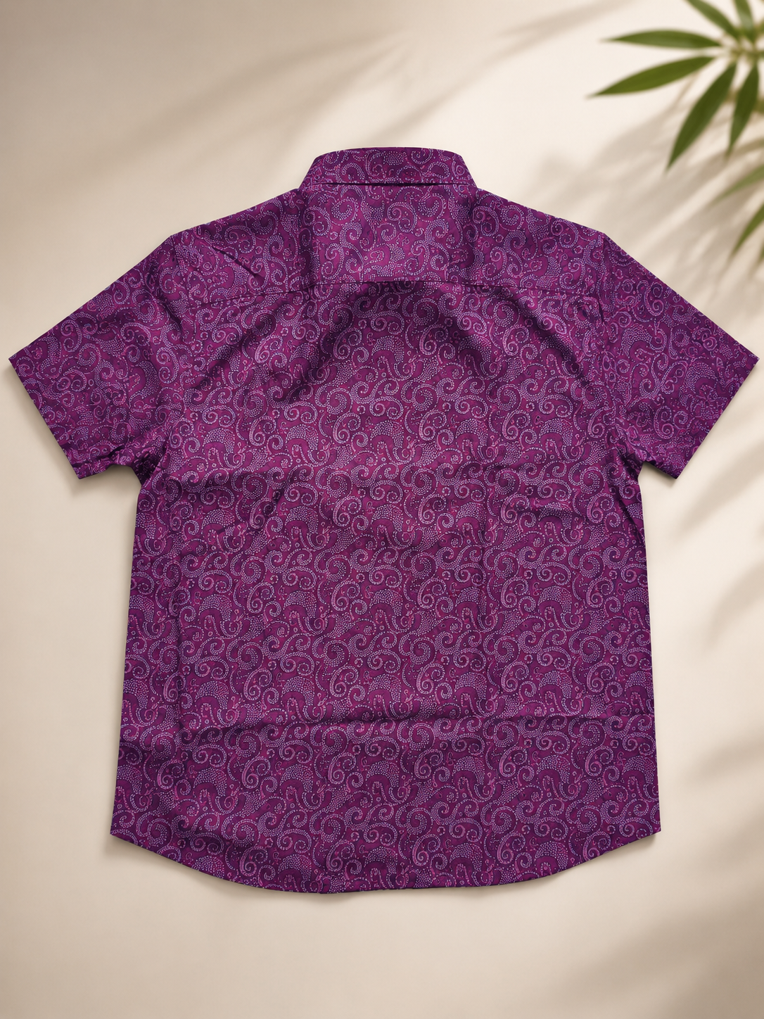 Men's Purple Paisley Print Half Sleeve Casual Shirt