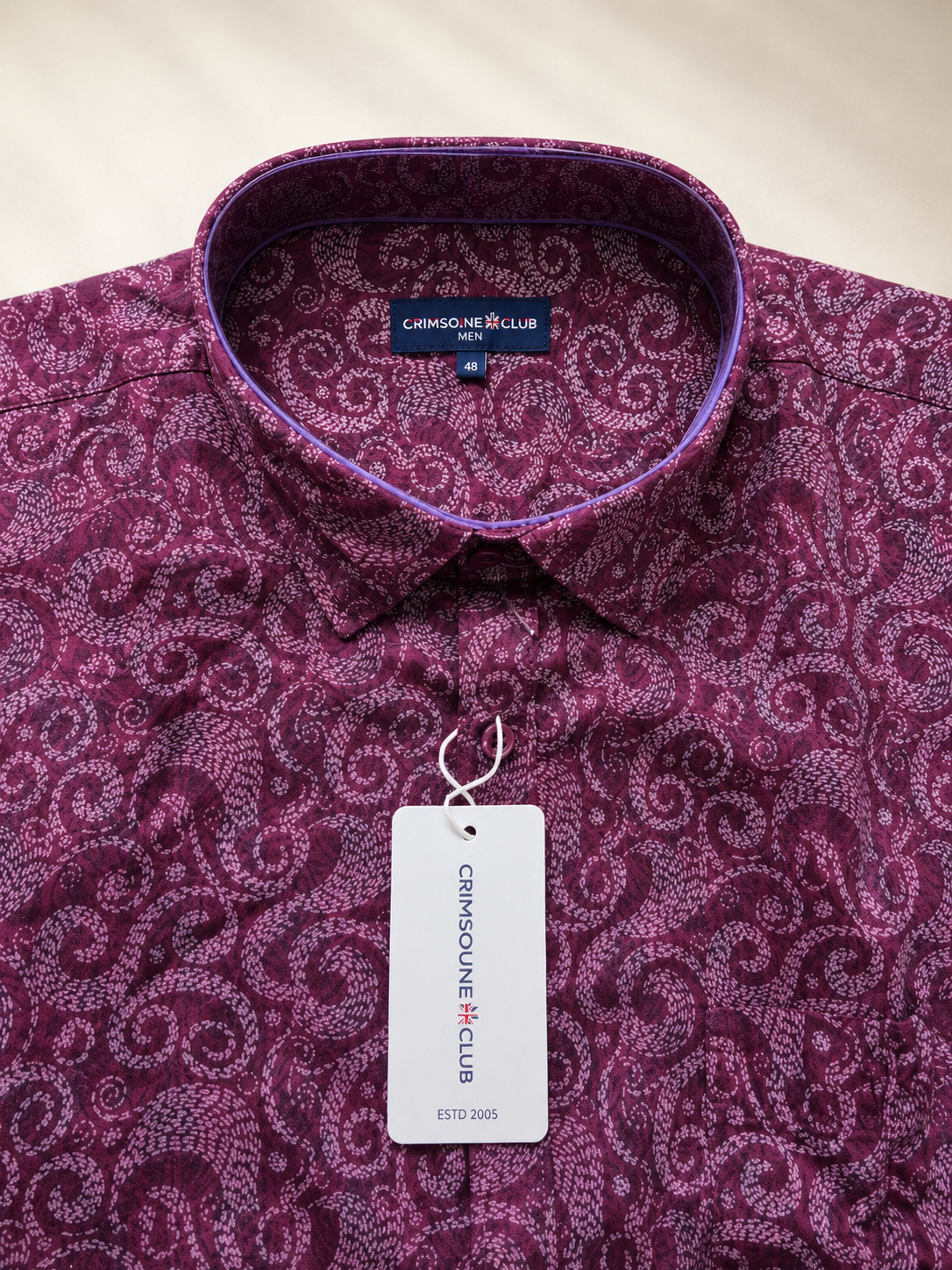 Men's Purple Paisley Print Half Sleeve Casual Shirt