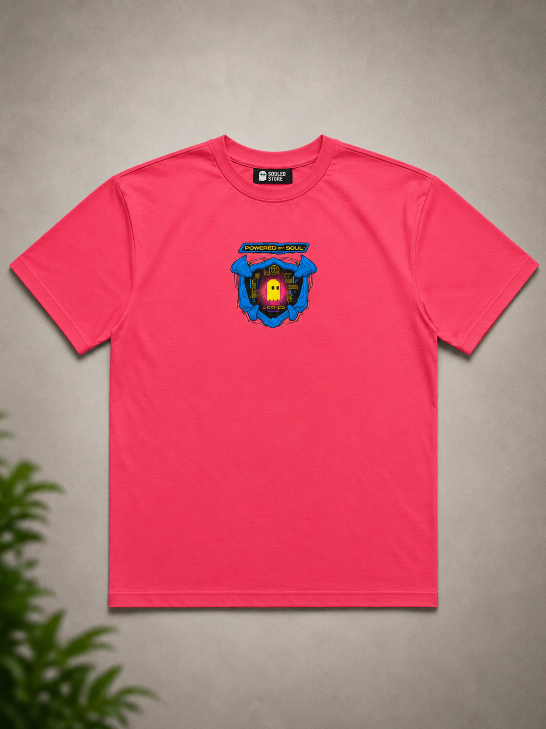 Powered By Soul Graphic Oversized T-Shirt – Coral Pink