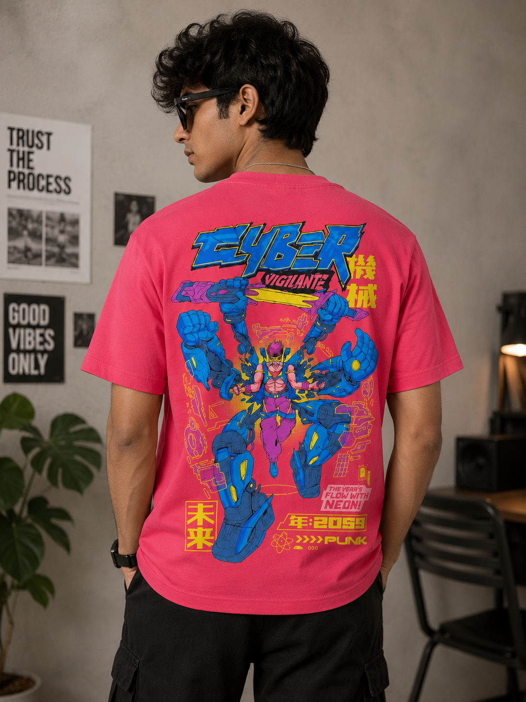 Powered By Soul Graphic Oversized T-Shirt – Coral Pink