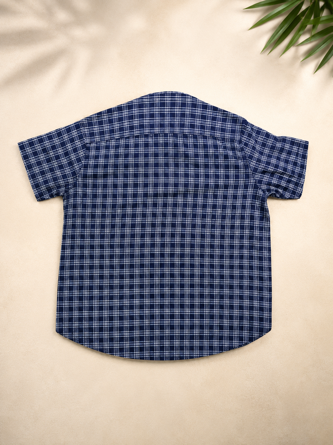Men's Blue Checked Half Sleeve Cotton Shirt