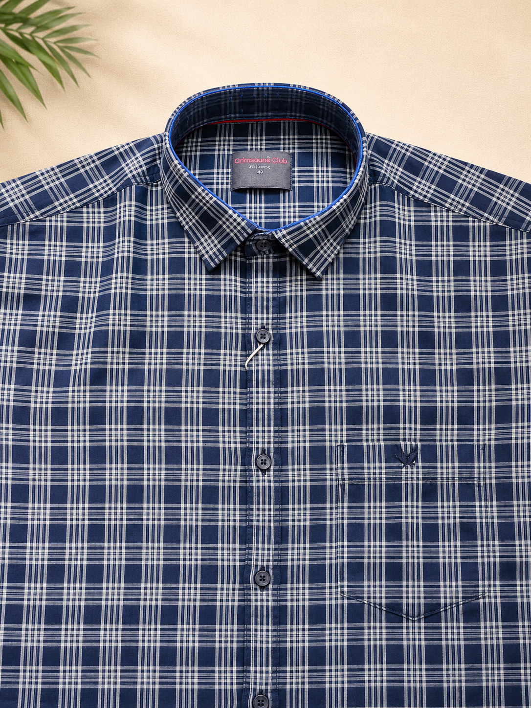 Men's Blue Checked Half Sleeve Cotton Shirt