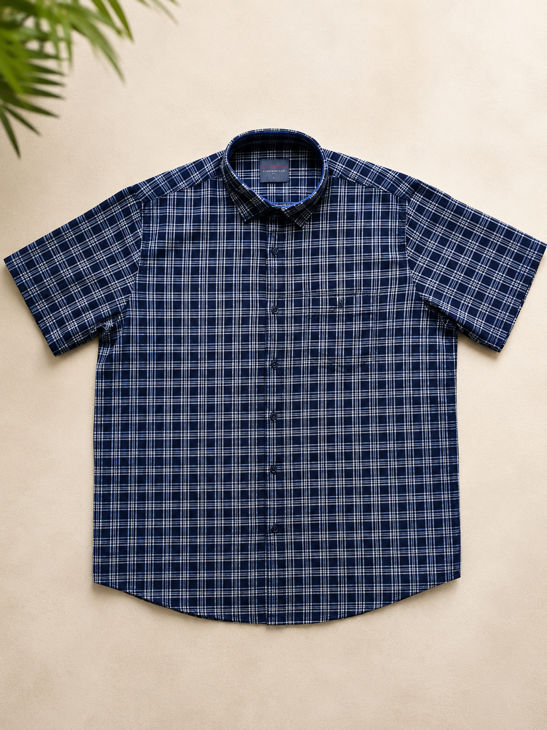 Men's Blue Checked Half Sleeve Cotton Shirt
