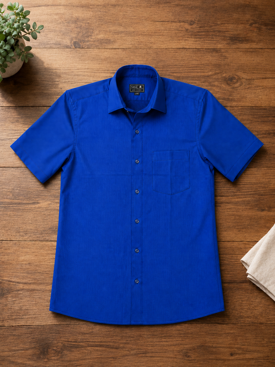 Turtle Blue Half Sleeve Cotton Shirt for Men
