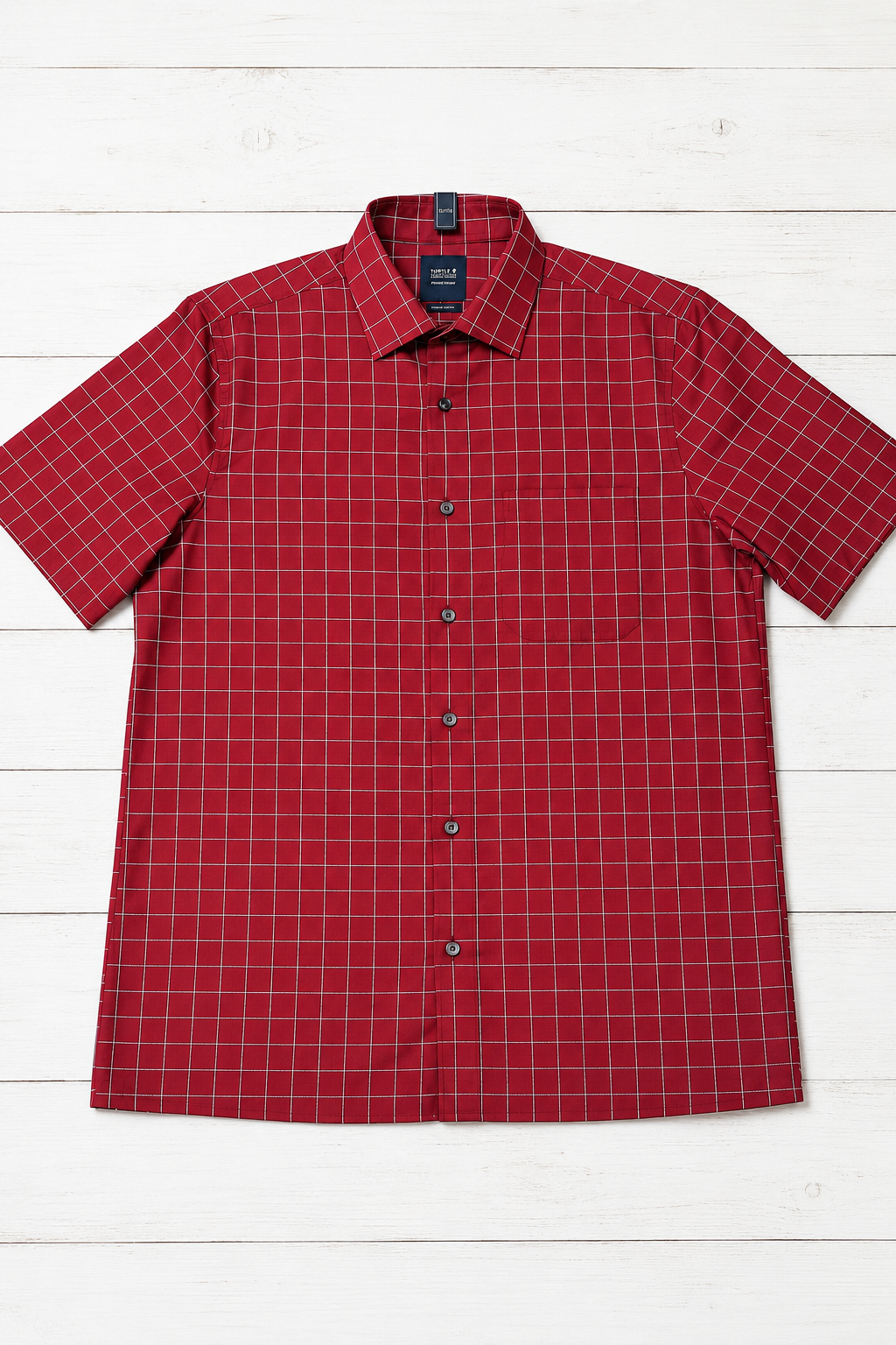 Turtle Red Checked Half Sleeve Cotton Shirt for Men
