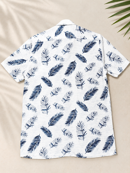 Turtle Floral Print Half Sleeve Cotton Shirt for Men